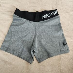 Nike Gray & Black Pro High-Rise Girls' Training Shorts